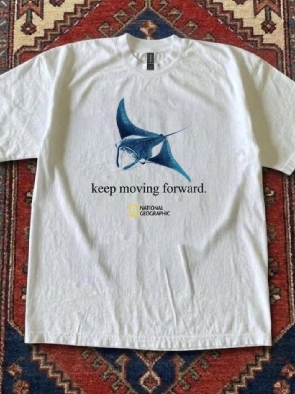 White Keep Moving Forward Blue Manta National Geographic Tee